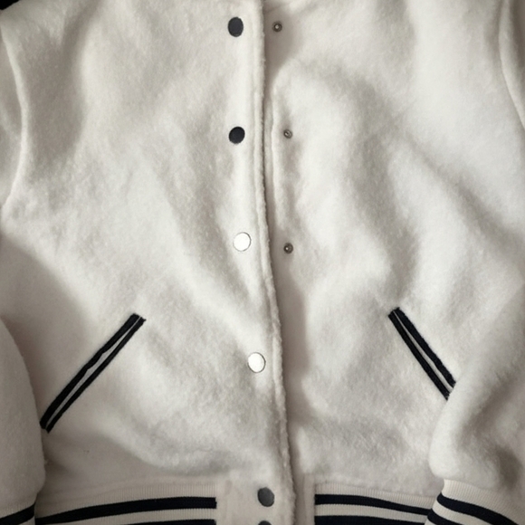 Y2K Gently Used Forever 21 Varsity White Jacket with Black Accents - Picture 3 of 6